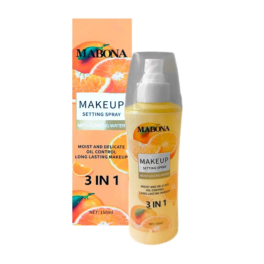 Fijador de maquillaje mabona en spray, 3 en 1 con extracto de naranja, 150ml