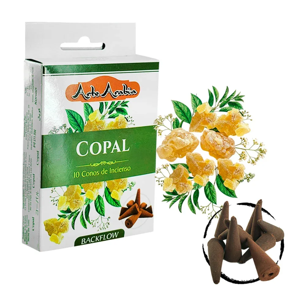 Caja con 10 conos de incienso aroma copal / arte arabia / 020704