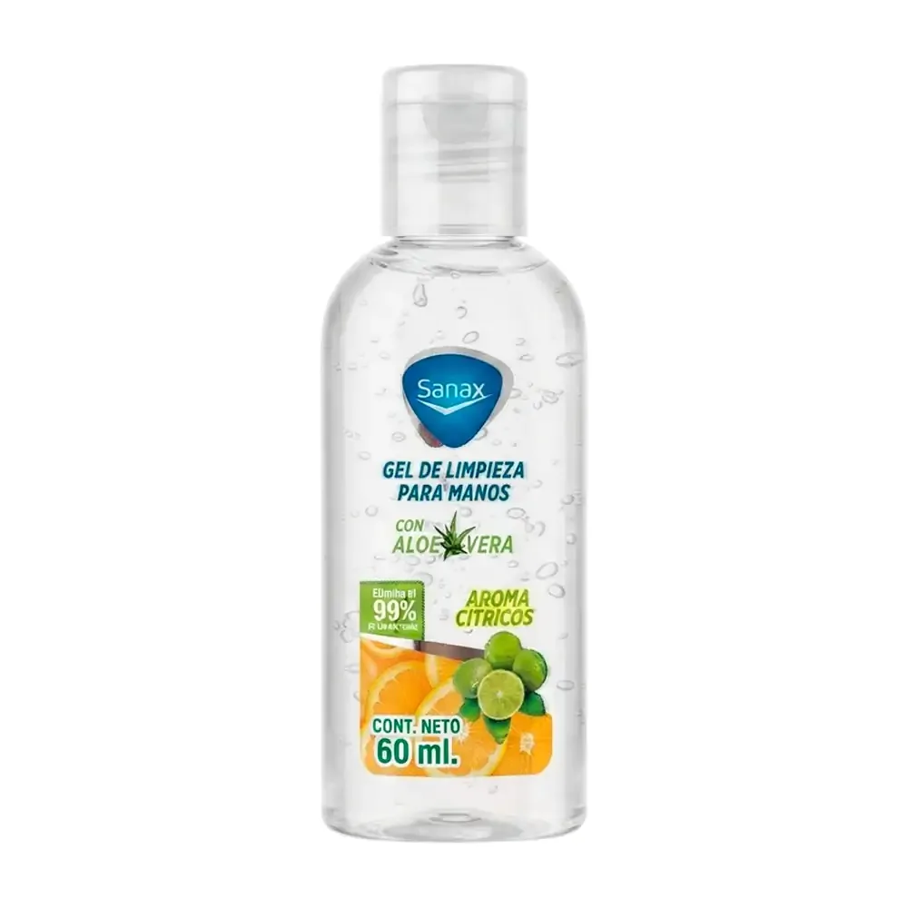 1pz botella de gel antibacterial sanax con aloe vera y aroma a citricos, 60ml / 500738