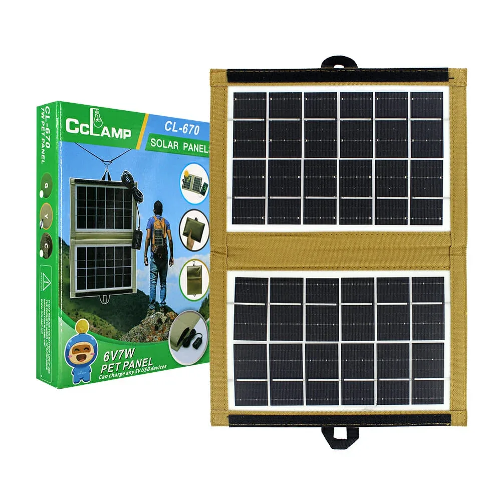Estuche con dos paneles solares para carga de dispositivos por usb a 5v / cclamp / dt-cl670