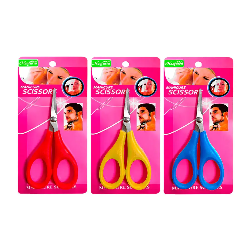 Tijeras punta fina de acero inoxidable y mango de plástico para manicura / g3407