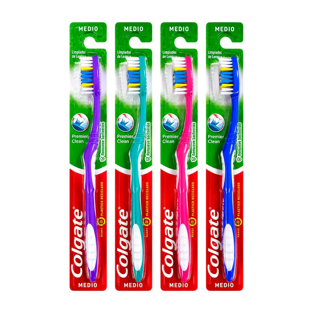 1pz cepillo de dientes colgate para adultos, cerdas medias, variedad de colores