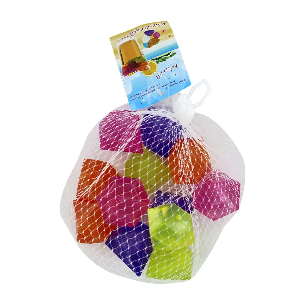 Red con 12 cubos de silicón con agua encapsulada para enfriar bebidas, variedad de colores / ro-jf4001
