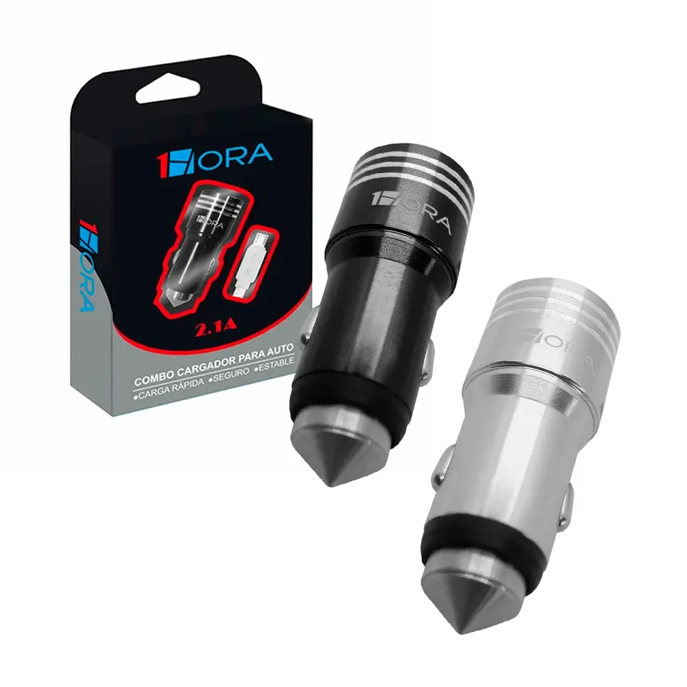 Combo cargador 1hora con plug 2 puertos usb y cable v8 para carga de 2.1a / gar089