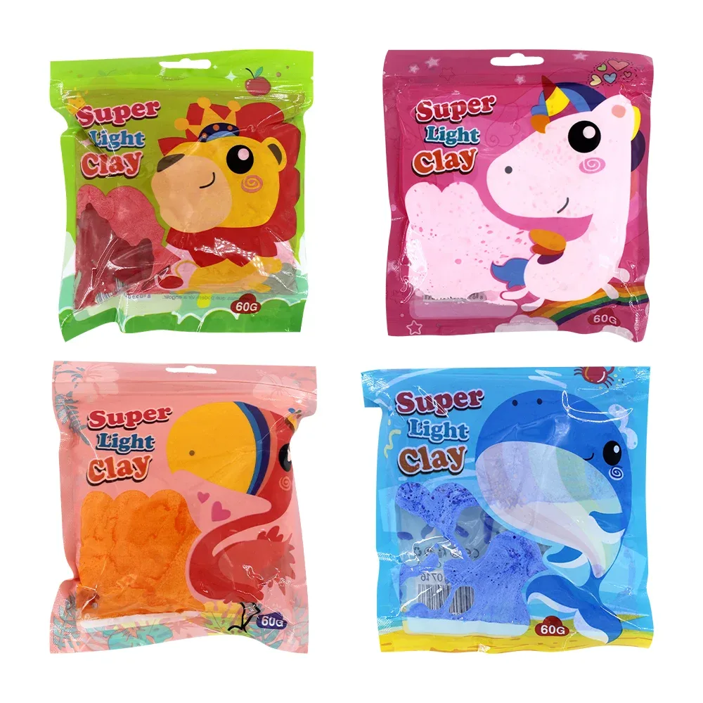 1pza Squeeze foamy moldeable con diseño de animales 60g, variedad de colores / super light clay  / 10719 / 107137
