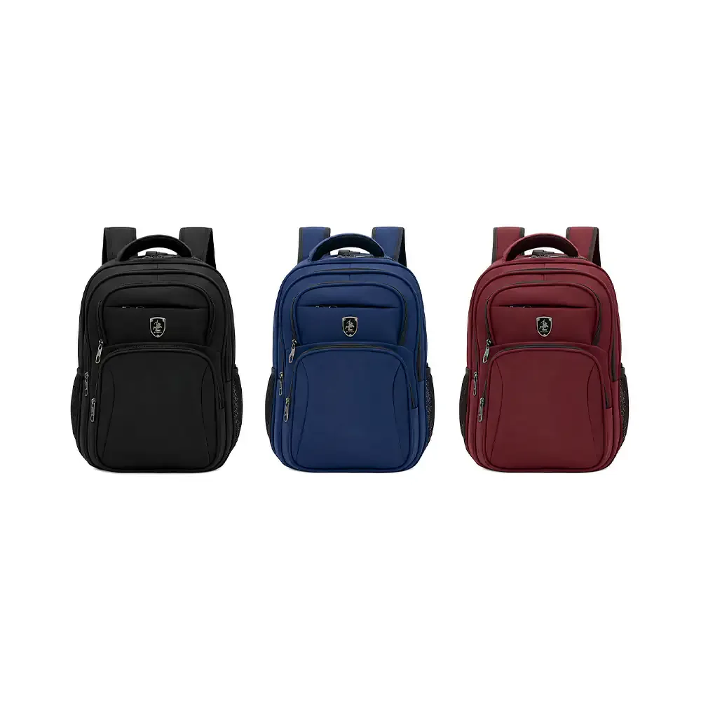 Mochila polweng con 5 compartimentos, 2 redes laterales, candado de seguridad + compartimento oculto