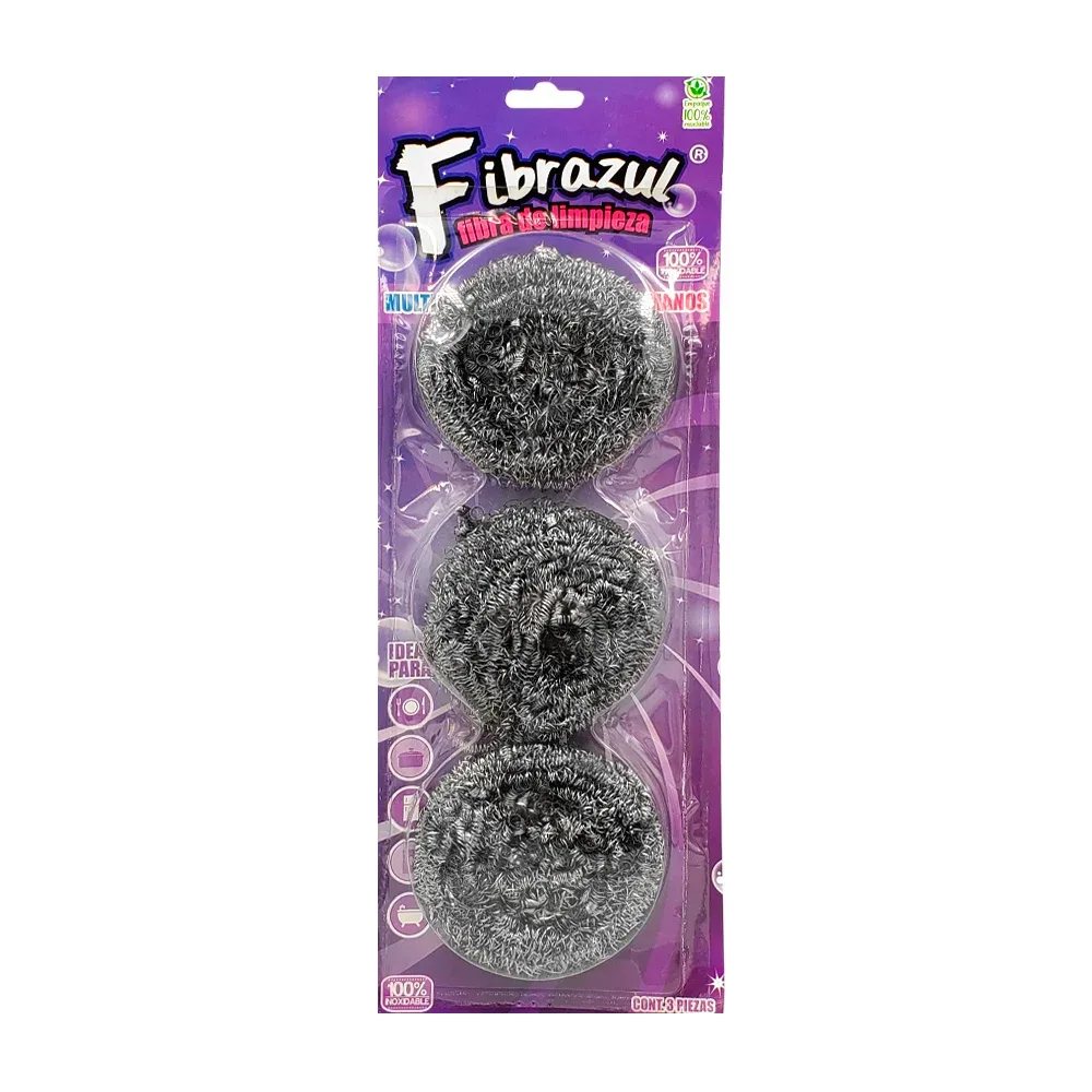 Blíster con 3 fibras en espiral de acero inoxidable / mx-6333 / fibrazul