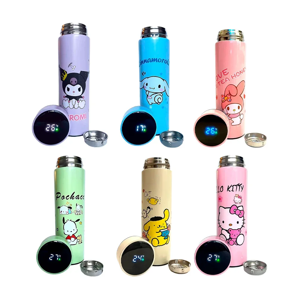 Vaso termo de acero inoxidable con capacidad de 500ml medidor digital de temperatura + estampado de los personajes de sanrio kitty y sus amigos, variedad de modelos / smart cup / 24-termo-032 / 90446