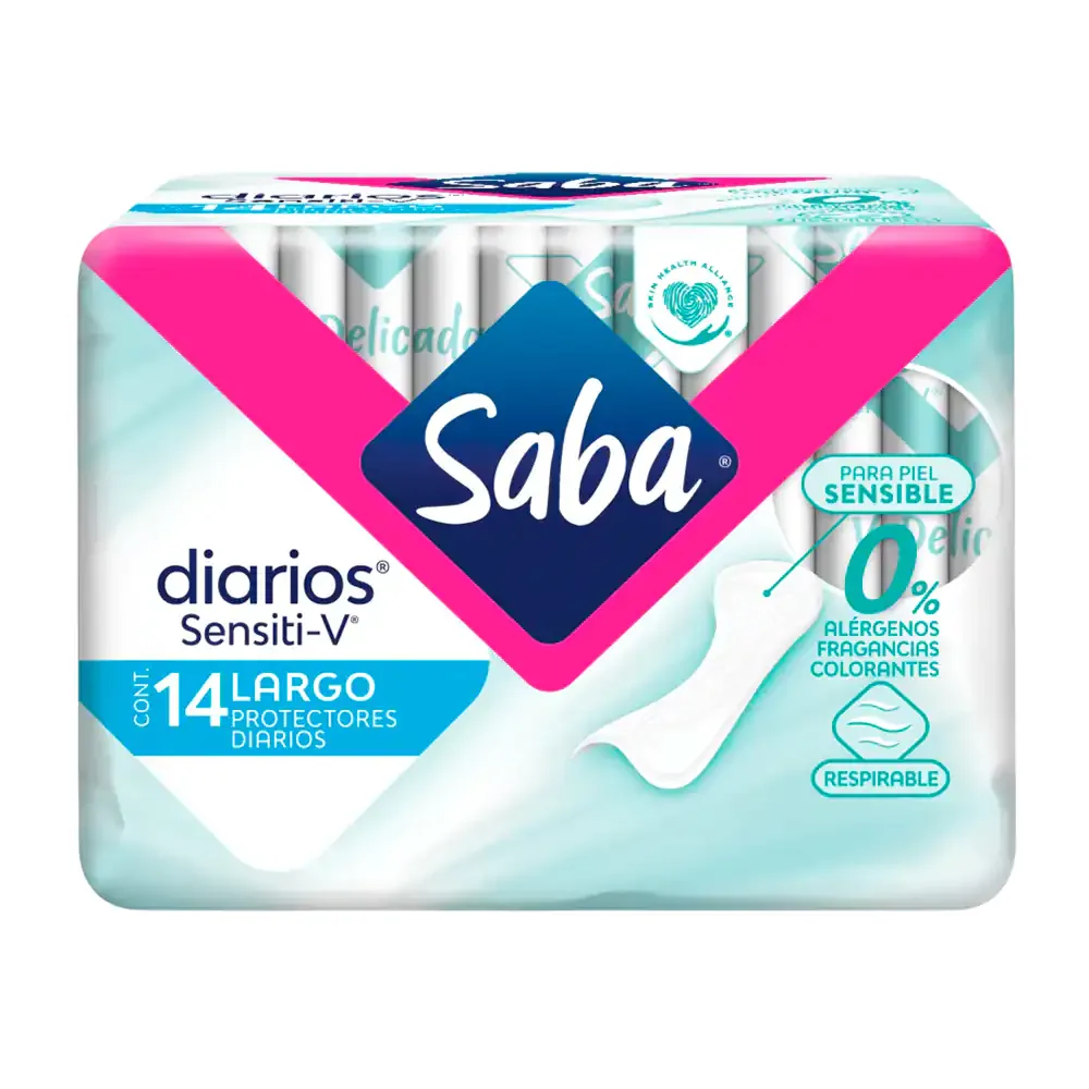 Pantiprotectores saba diarios sensiti-v largos 14pzas / 040634
