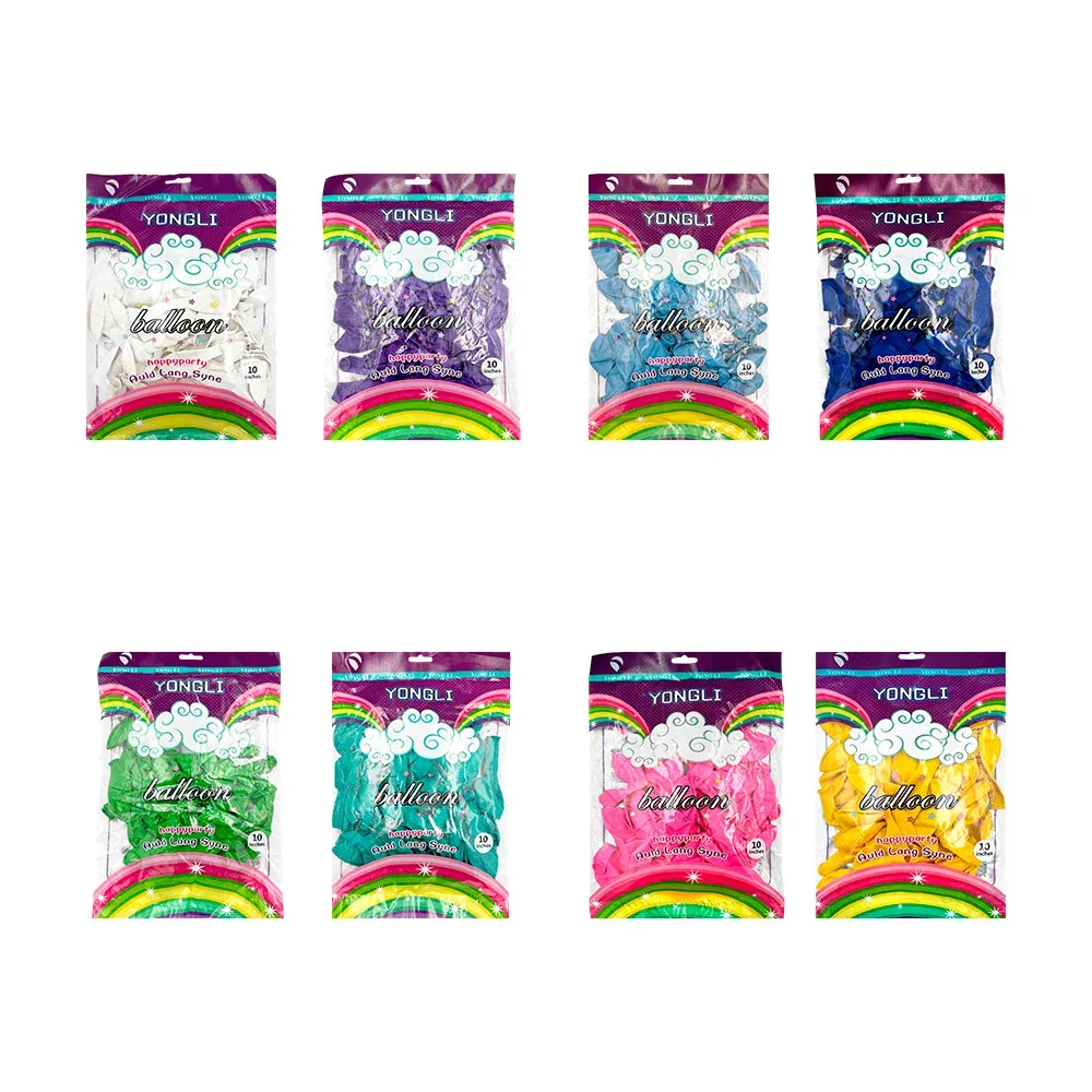 Paquete con 50 globos de látex 10¨ pulgadas, variedad de colores / happy party / auld lang syne / yongli / y-11-01