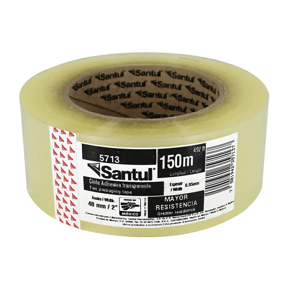 1pza Cinta transparente adhesiva santul de 150 metros con ancho de 48mm / 5713