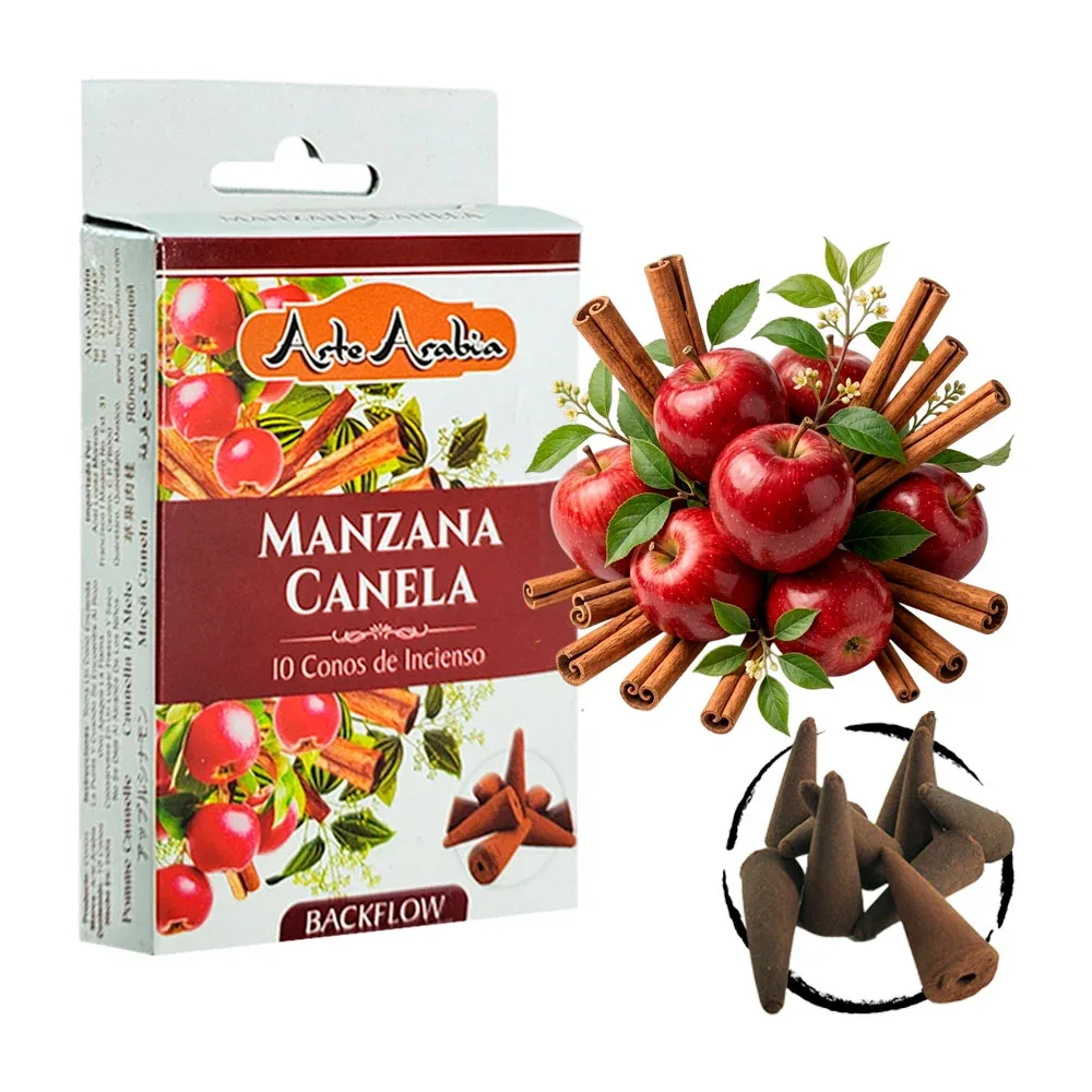 Caja con 10 conos de incienso aroma manzana canela / arte arabia / 020759