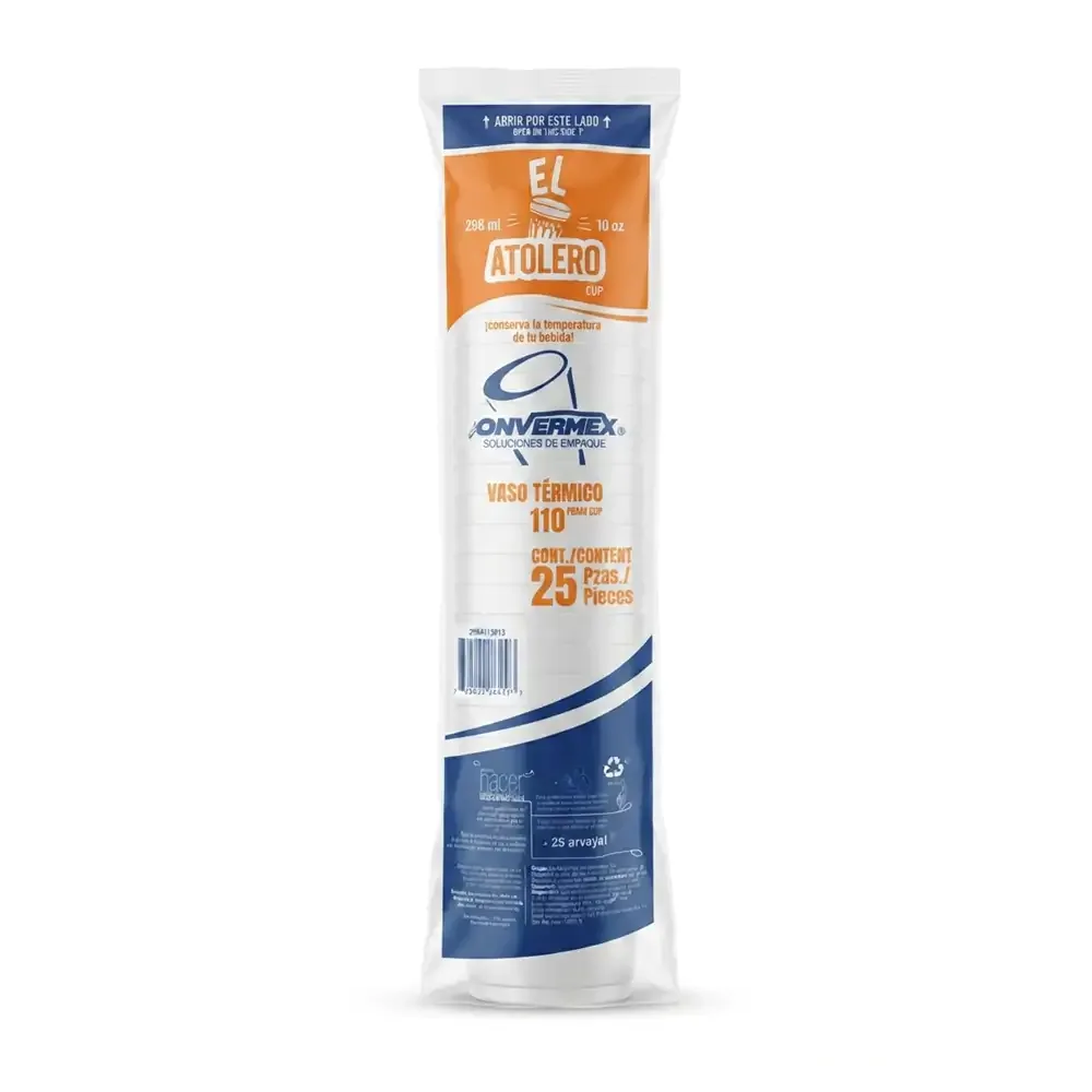 Paquete convermex con 25pz de vaso térmico desechable no.110, 296ml / 261105