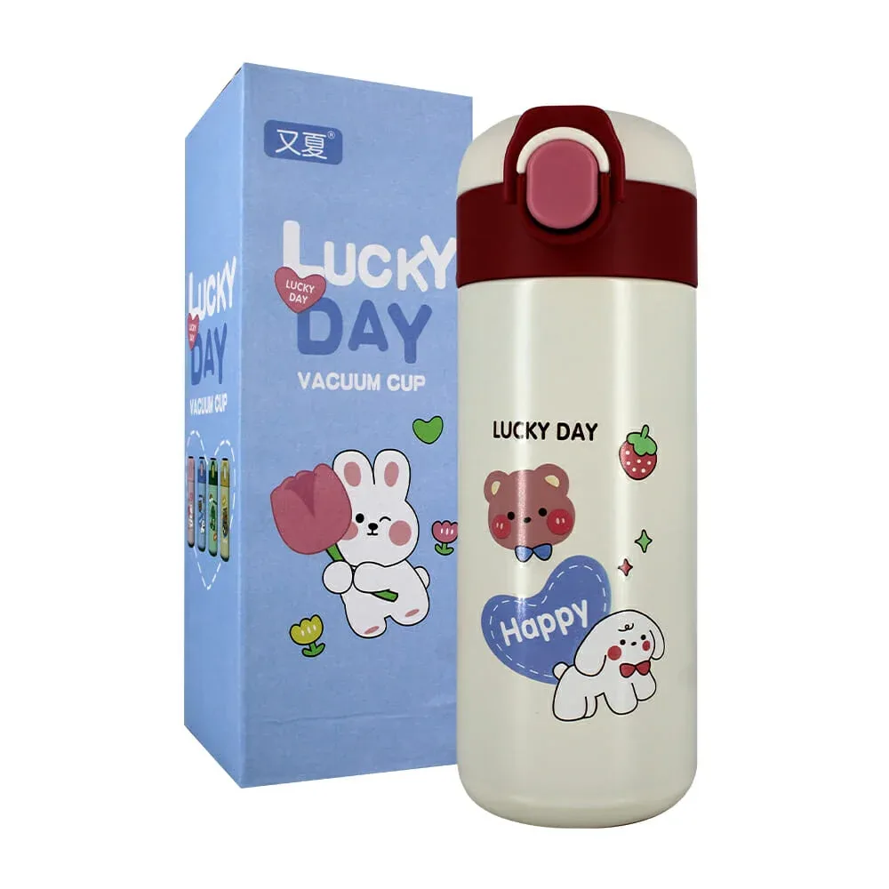 Termo de acero inoxidable 480ml con diseño kawaii, variedad de colores / lucky day / yx4101