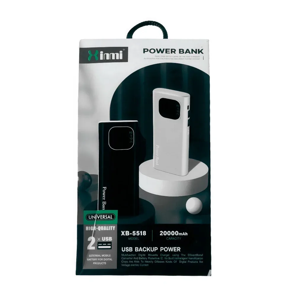 Power bank de 20000mah con 2 puertos usb y indicador de bateria, variedad de colores / xb-5518