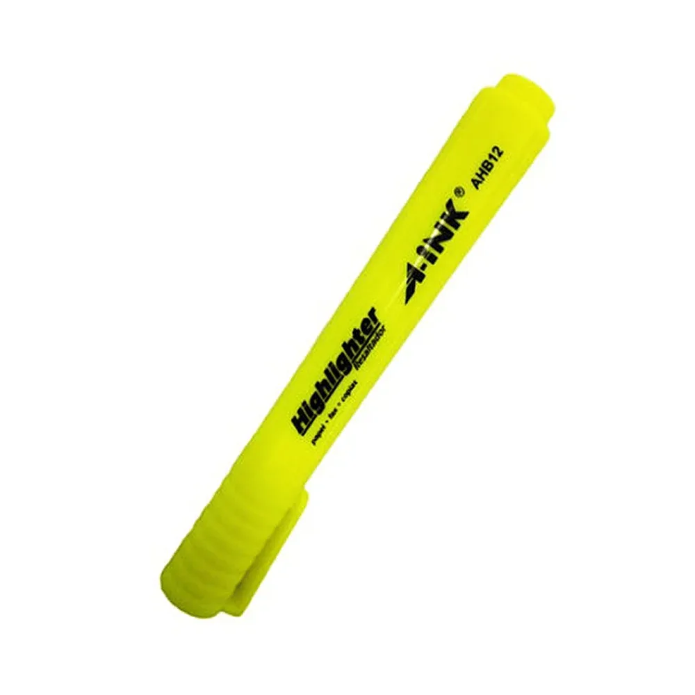 1pz marcatextos resaltador a-ink color amarillo con punta cincel / ahb12-am