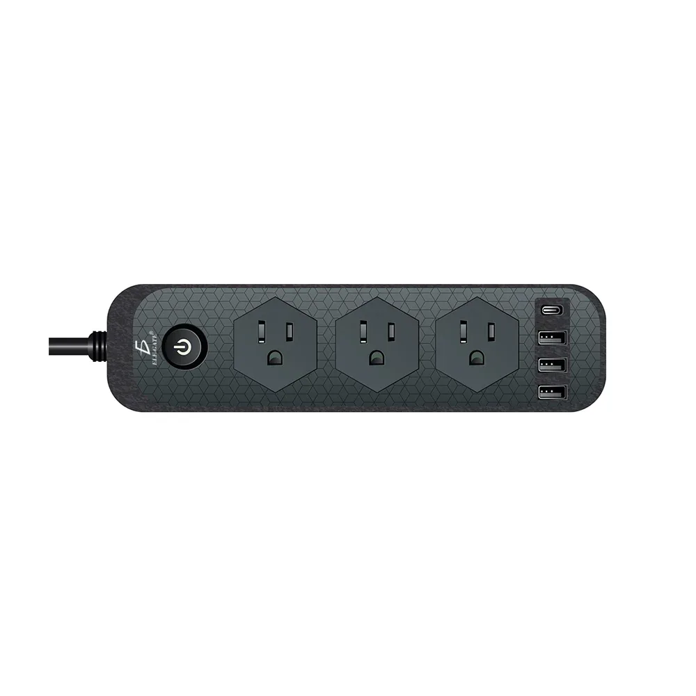 Multicontacto universal con 3 enchufes, 3 puertos usb y 1 puerto usb-c para carga rápida