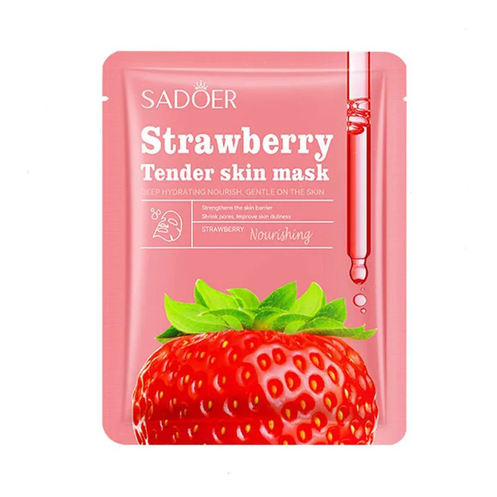 Mascarilla facial hidratante sadoer para una hidratación profunda + extracto de fresa, 25g / sd06271