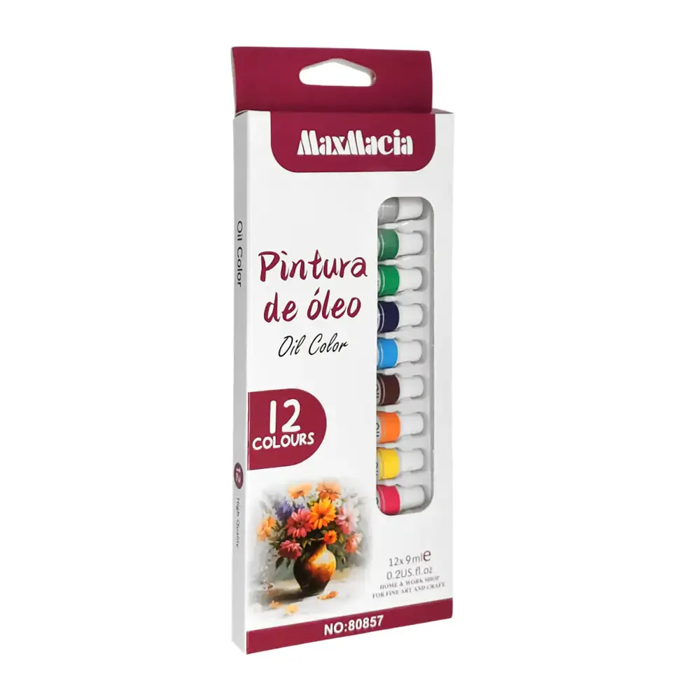 Paquete con 12 pinturas de óleo de diferentes colores, tubo de 9ml / 80857