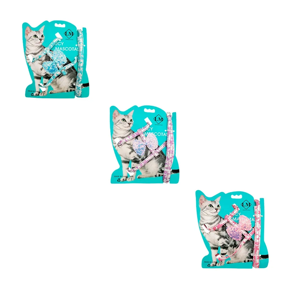 1pza Pechera pequeña para gatos, con correa y mini moño decorativo