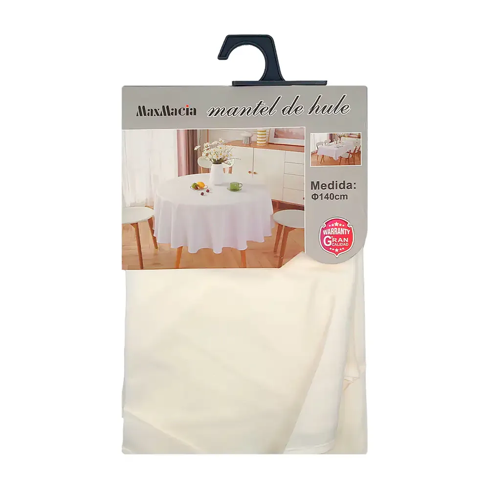 Mantel maxmacia de tela en color blanco liso, 140cm / 14246