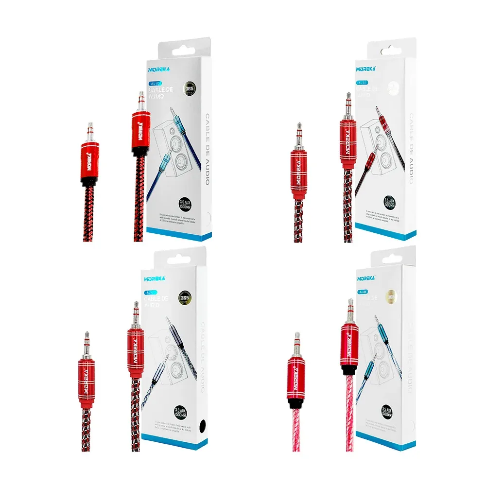 Cable auxiliar jack 3.5 moreka de 1500mm y diseño de rayas