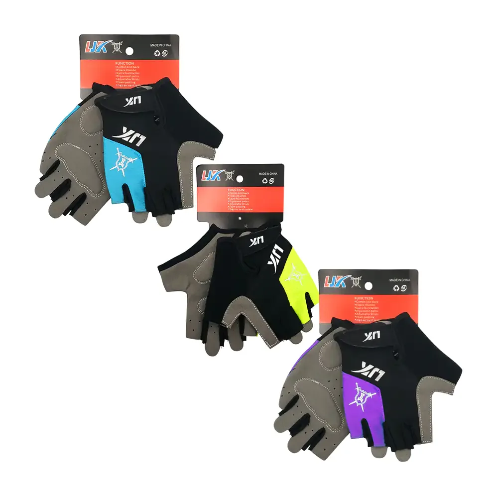 Par de guantes deportivos sin dedos ljk con protección en la palma, variedad