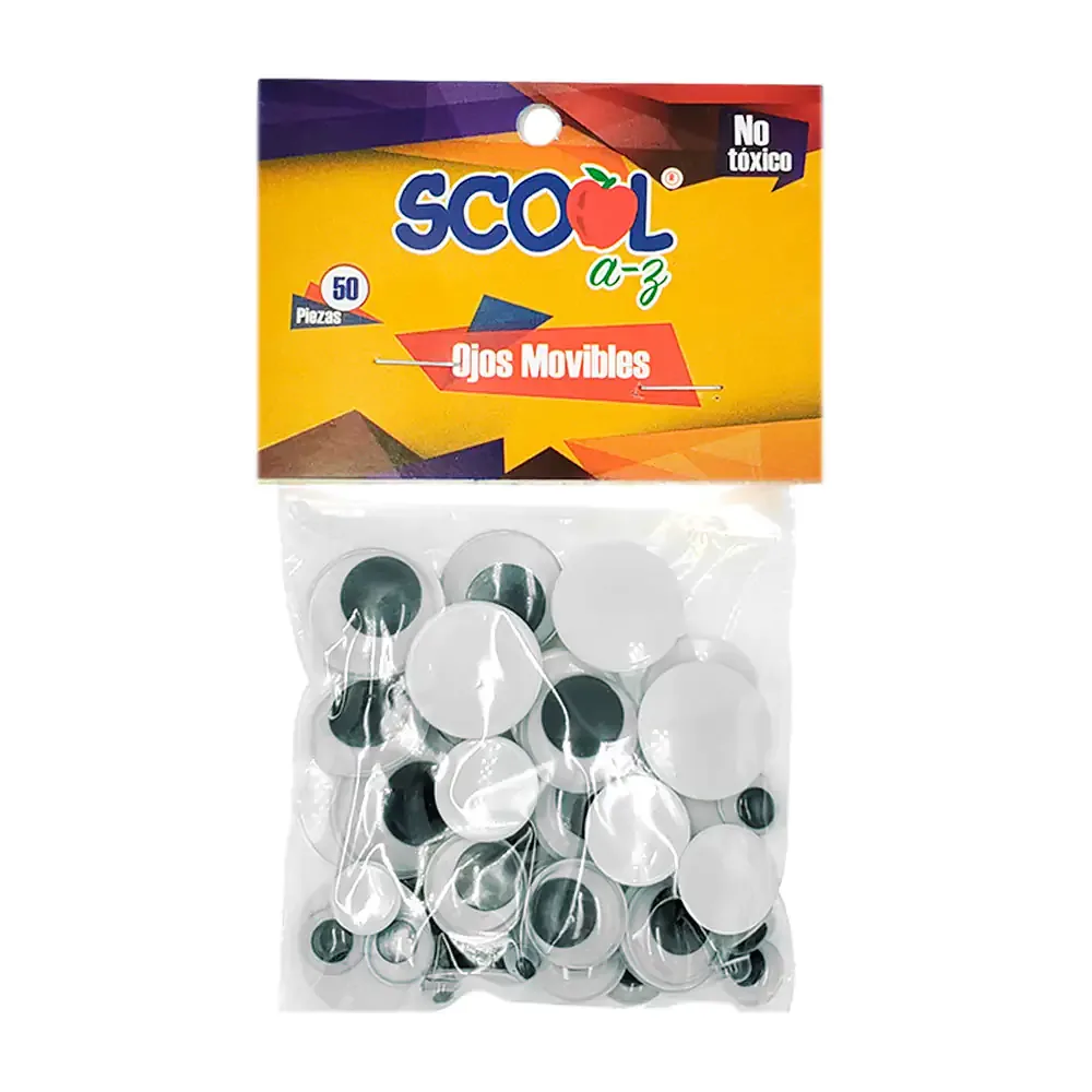 Paquete con 50 ojos movibles scool de diferentes tamaños