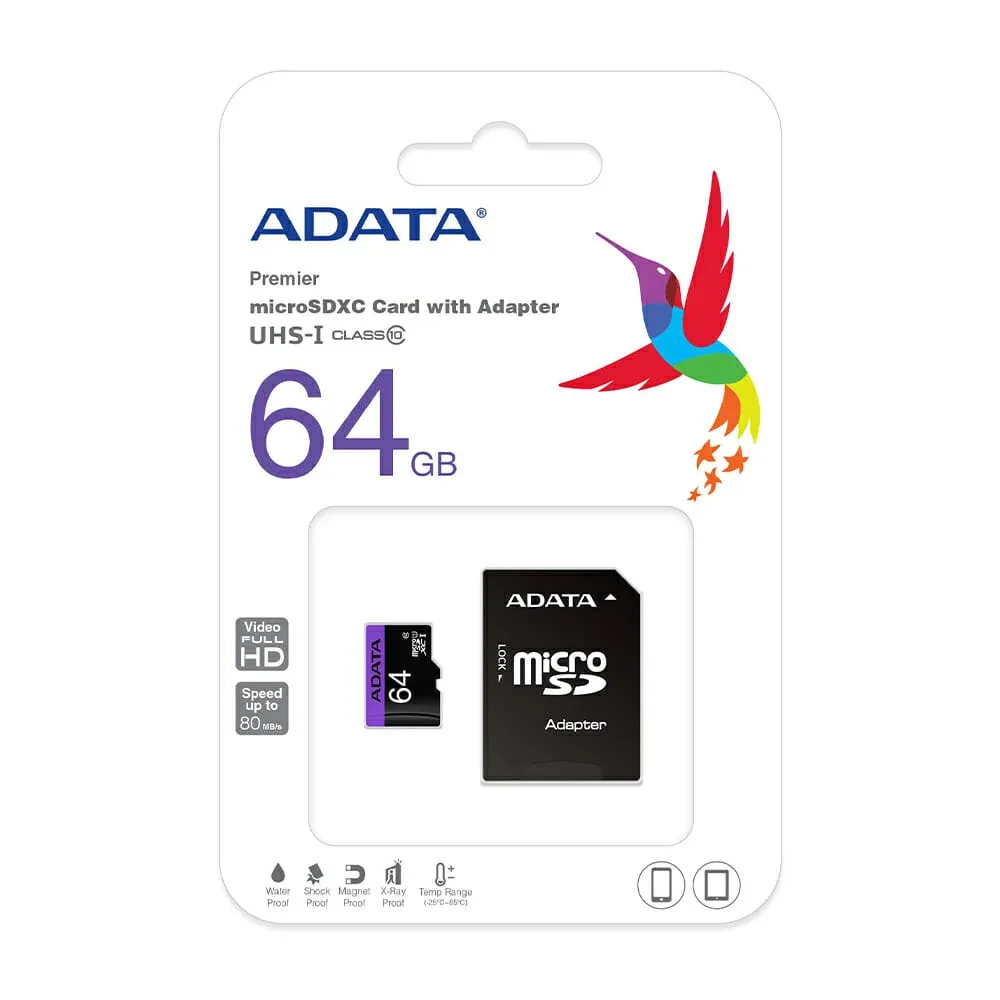 Memoria micro sd de 64gb con adaptador de uso para computadoras, cámaras y/o celulares
