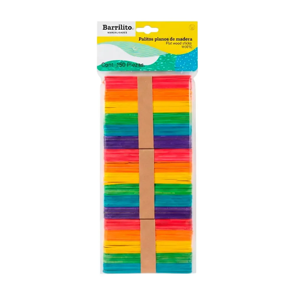 Paquete con 150 palitos de madera delgados de colores barrilito, multiusos