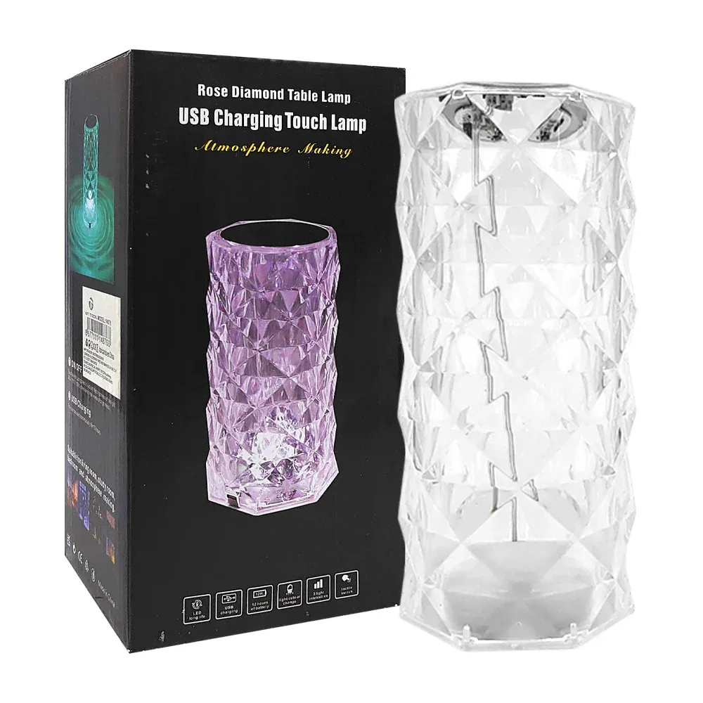 Lámpara touch recargable tipo cristal transparente con luz led rgb v control remoto / usb charging touch lamp / sd-002