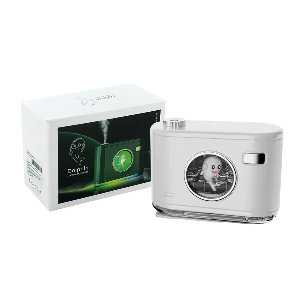 Humidificador con diseño de cámara con figura encapsulada de delfín, 126x90x58.5mm, 400ml / jsq395