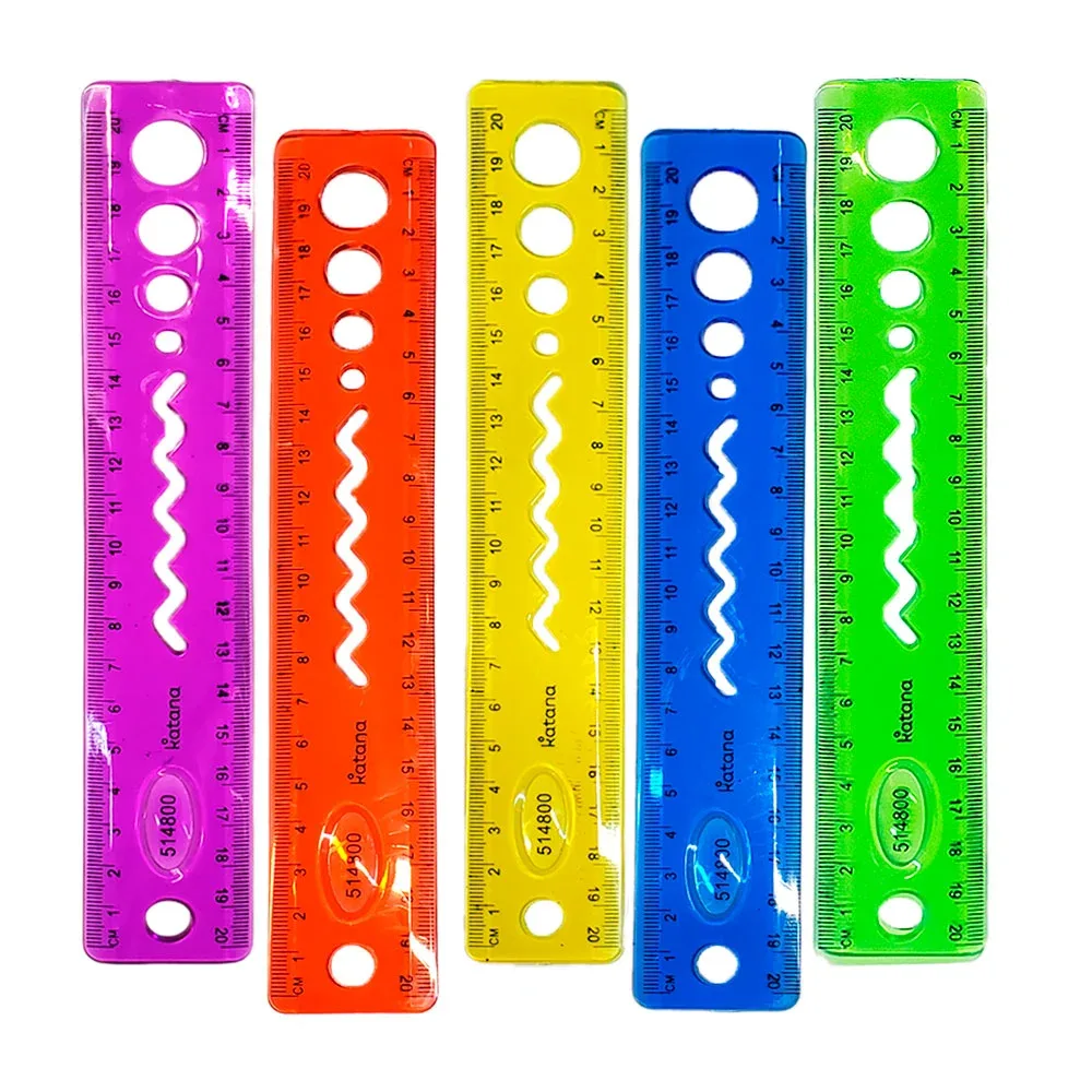 Regla de plástico flexible de 20cm, variedad de colores / flexibles lineal / 886888
