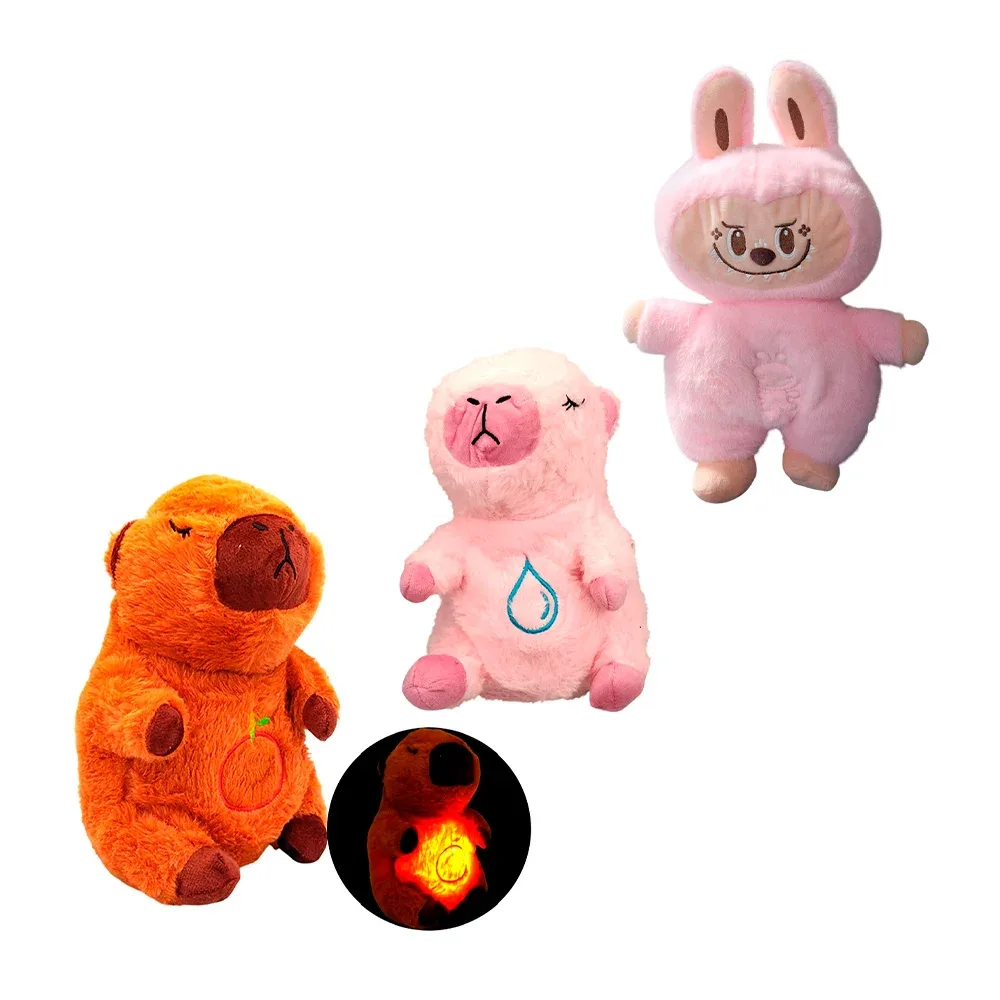 Peluche afelpado de capibara con simulación de respiración, música y luz, 25cm / capi aspi / da-51 / k-1508