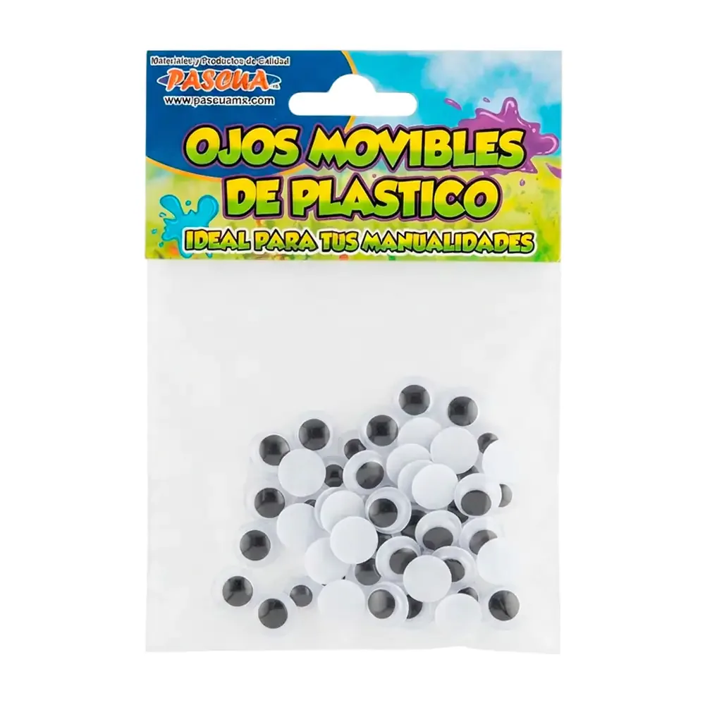 Sobre con 50 ojitos movibles de plástico, 10mm / 25905