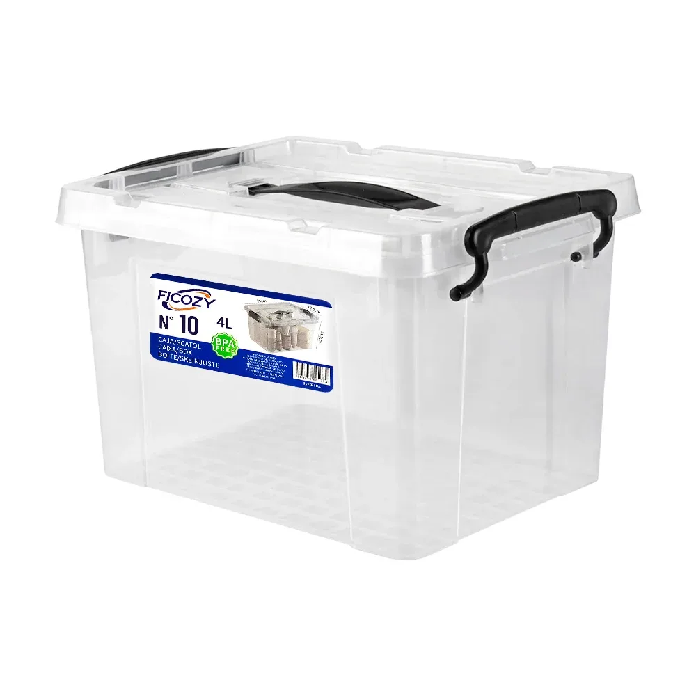 Caja de plástico transparente para almacenamiento, capacidad de 4l / n.10