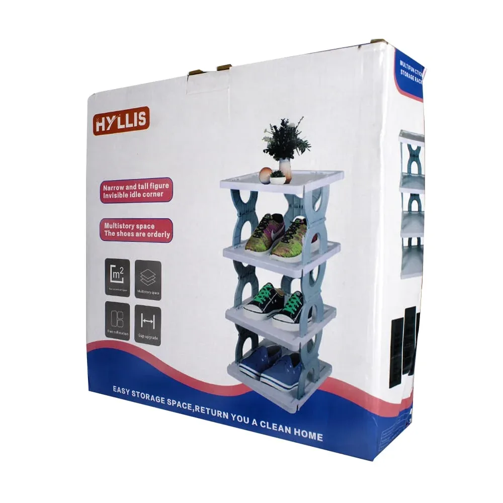 Organizador multifuncional hyllis para zapatos plegable de 4 niveles en color blanco / 80867