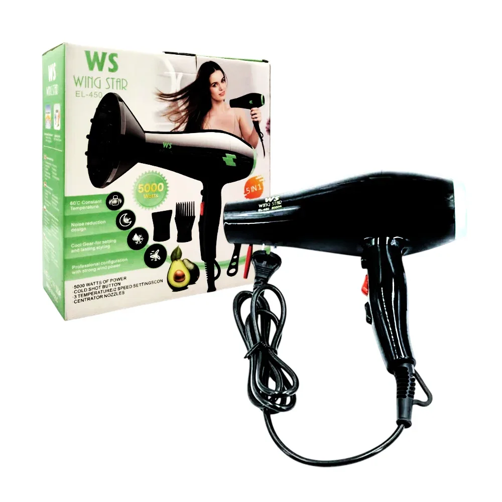 Secador de cabello 5 en 1 5000w, 3 temperaturas, 2 ajustes de velocidad