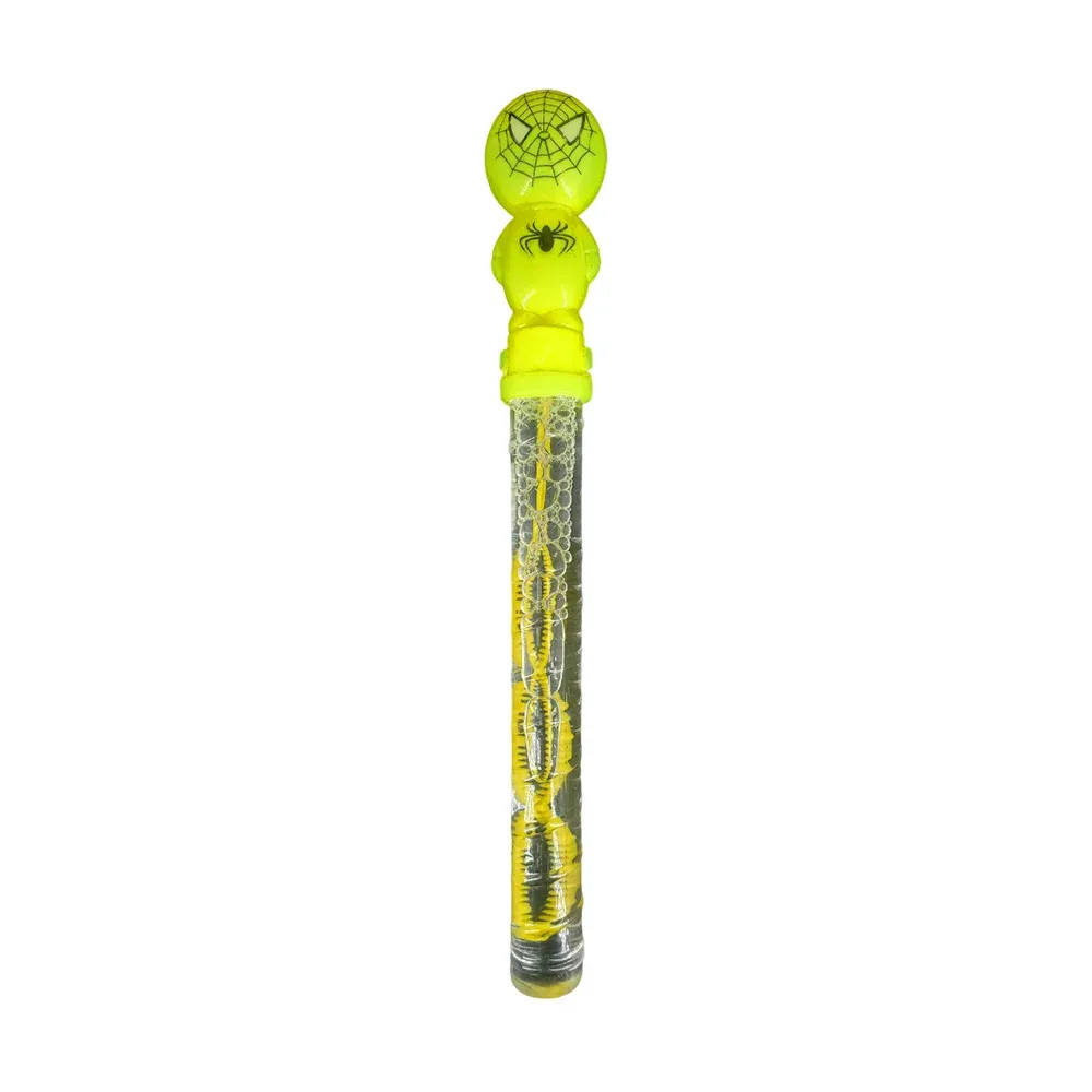1pza Vara transparente con diseño spider man y jabón para hacer burbujas, 24.5cm, variedad de colores