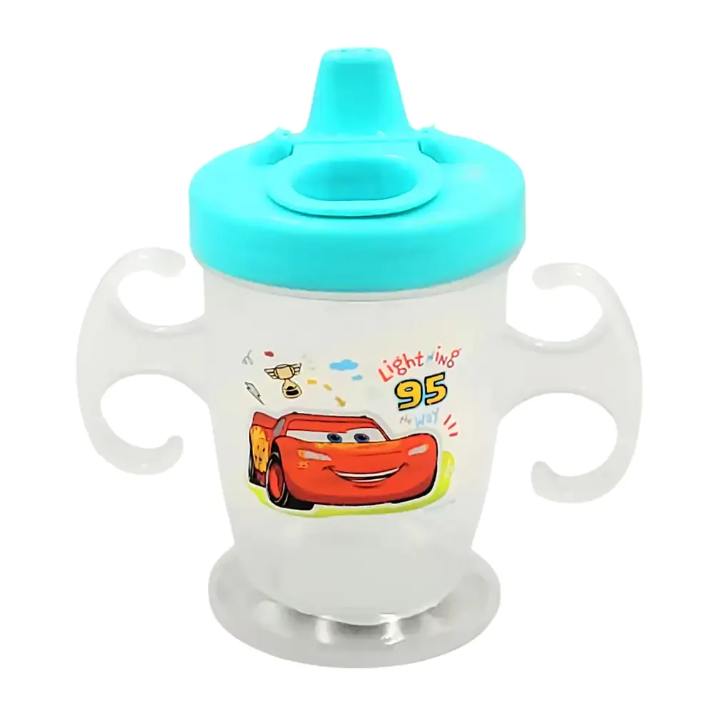 Vaso entrenador infantil con bloqueador de boquilla y diseño del rayo mcqueen