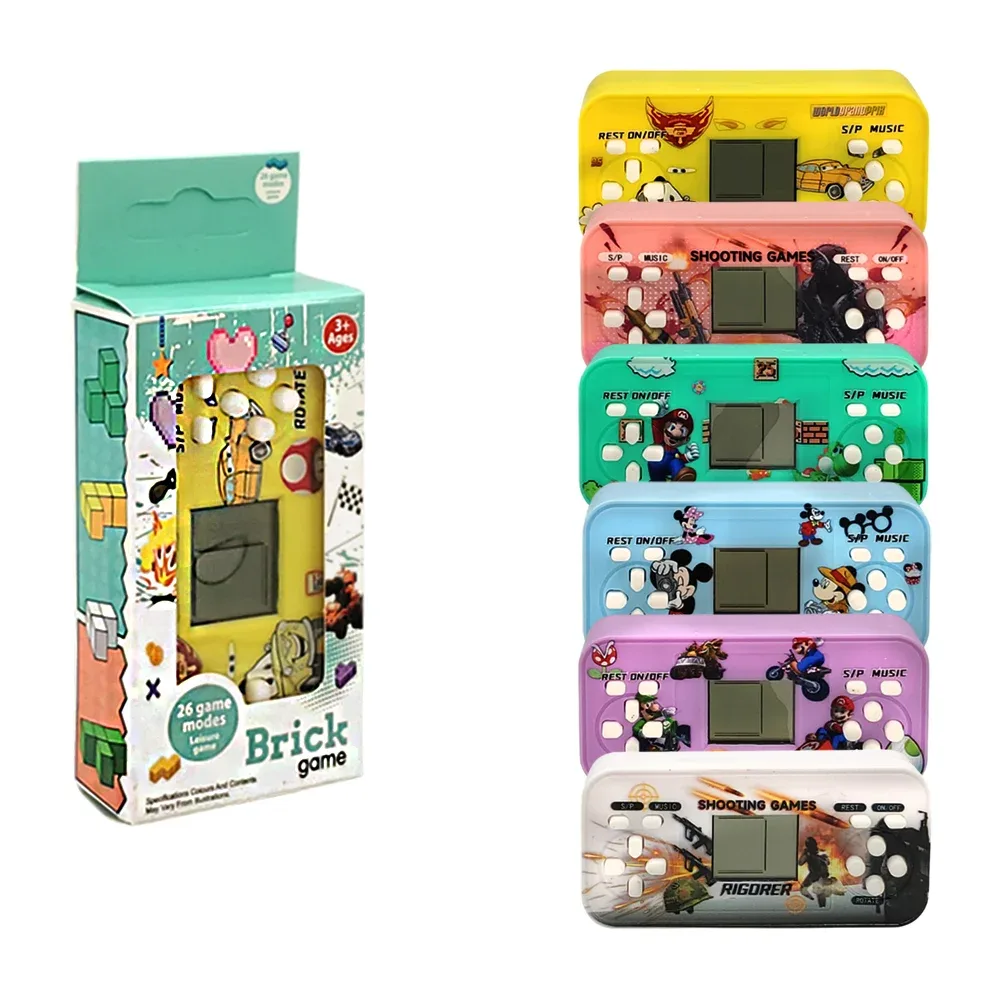 Mini brick game portátil tipo consola con 26 juegos, variedad de colores / 0079b