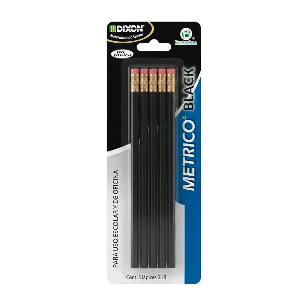 Paquete con 5 lápices de madera dixon, lápiz 2hb en color negro / 21248 / métrico black