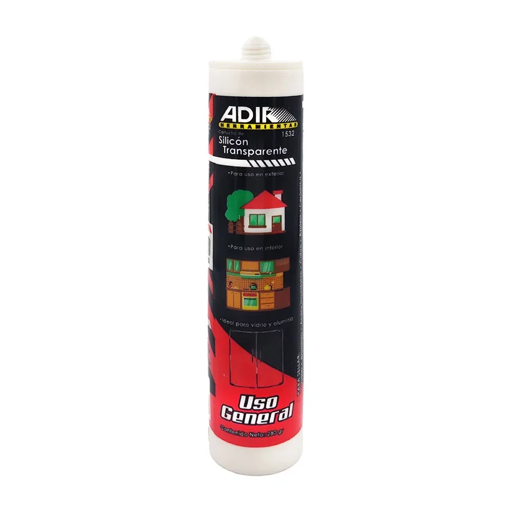 Cartucho de silicón multiusos transparente para sellar, 280gr / adir