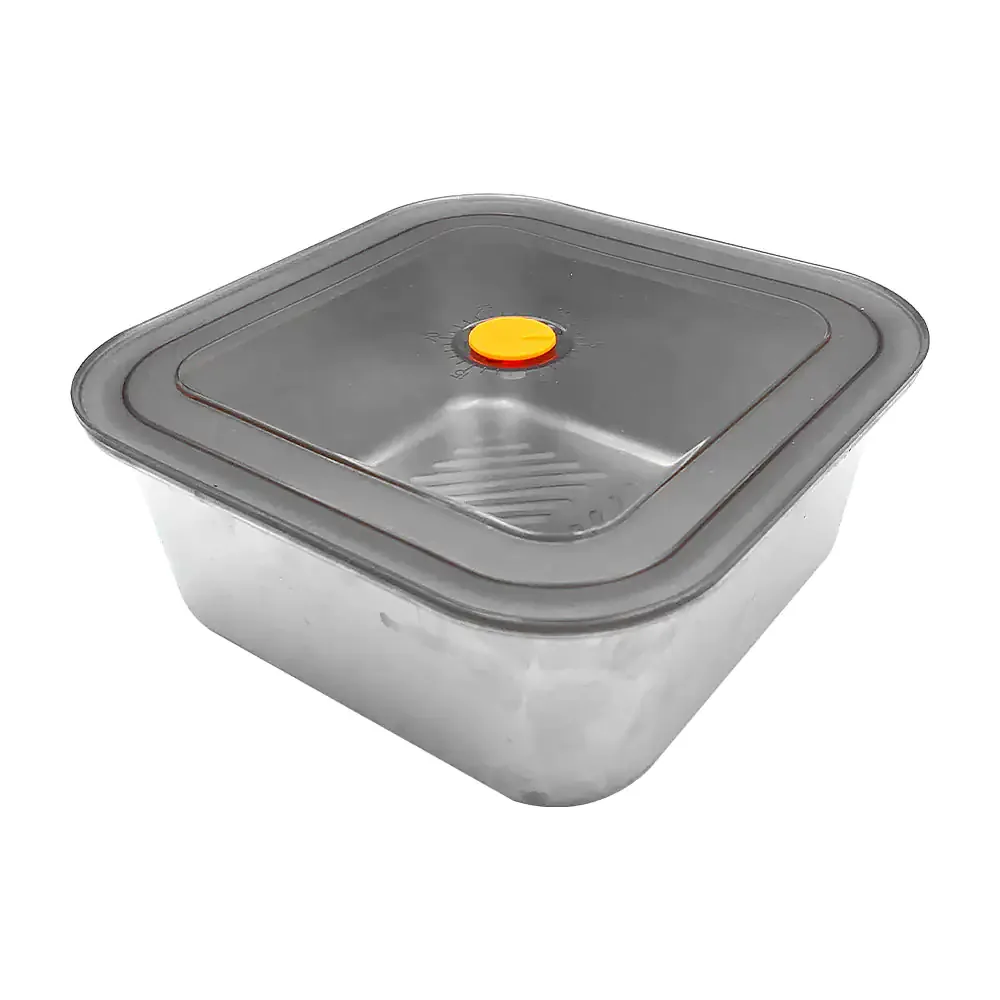 Recipiente de metal para almacenar comida, cierre hermético y válvula, 18×18×7cm