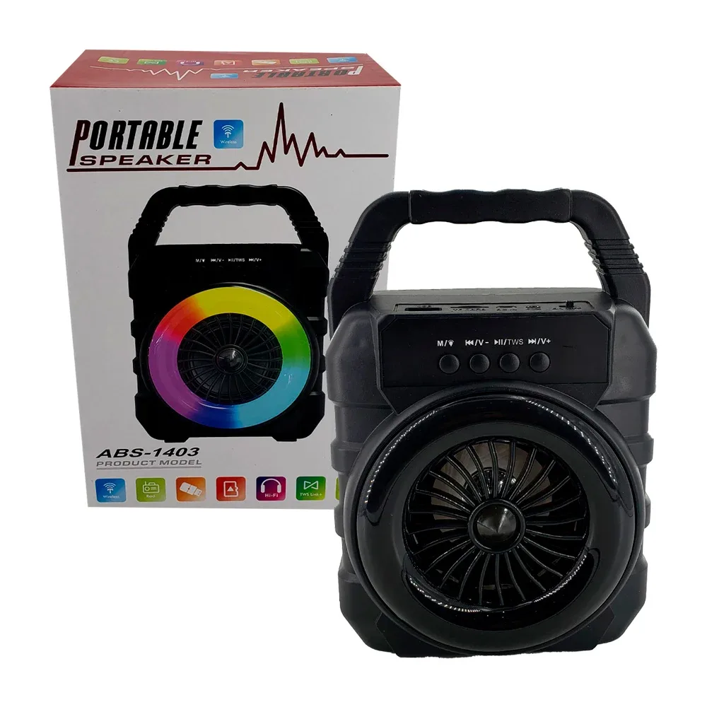 Bocina mini portable speaker entrada usb y sd con luz led 140c100c207mm, variedad de colores / abs1403 / abs-1403