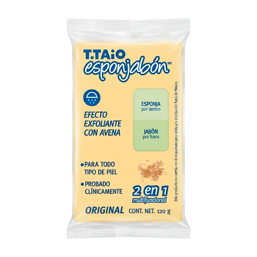 1pz esponjabón t.taio 2 en 1 efecto exfoliante con avena 120g / 305861