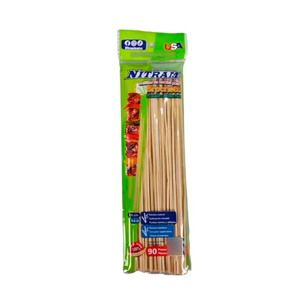 Paquete con 90 palos de bambú para brochetas con medida 25cm