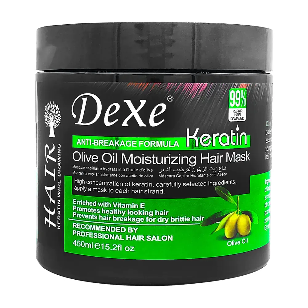 Bote con mascarilla hidratante para el cabello con aceite de oliva y keratina, 450ml