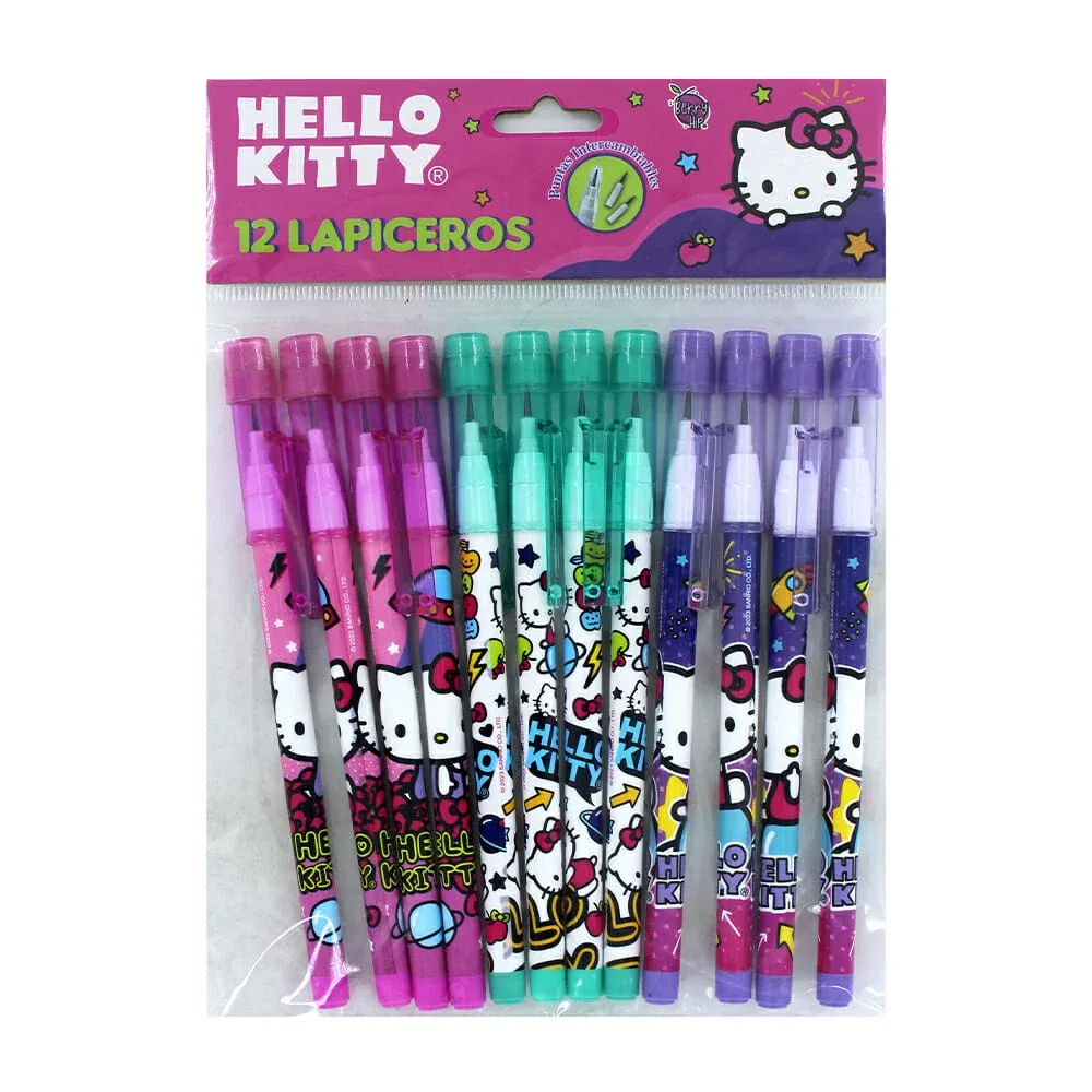 Paquete con 12 lapiceros de punta intercambiable y diseño de sanrio hello kitty / lpu13hk