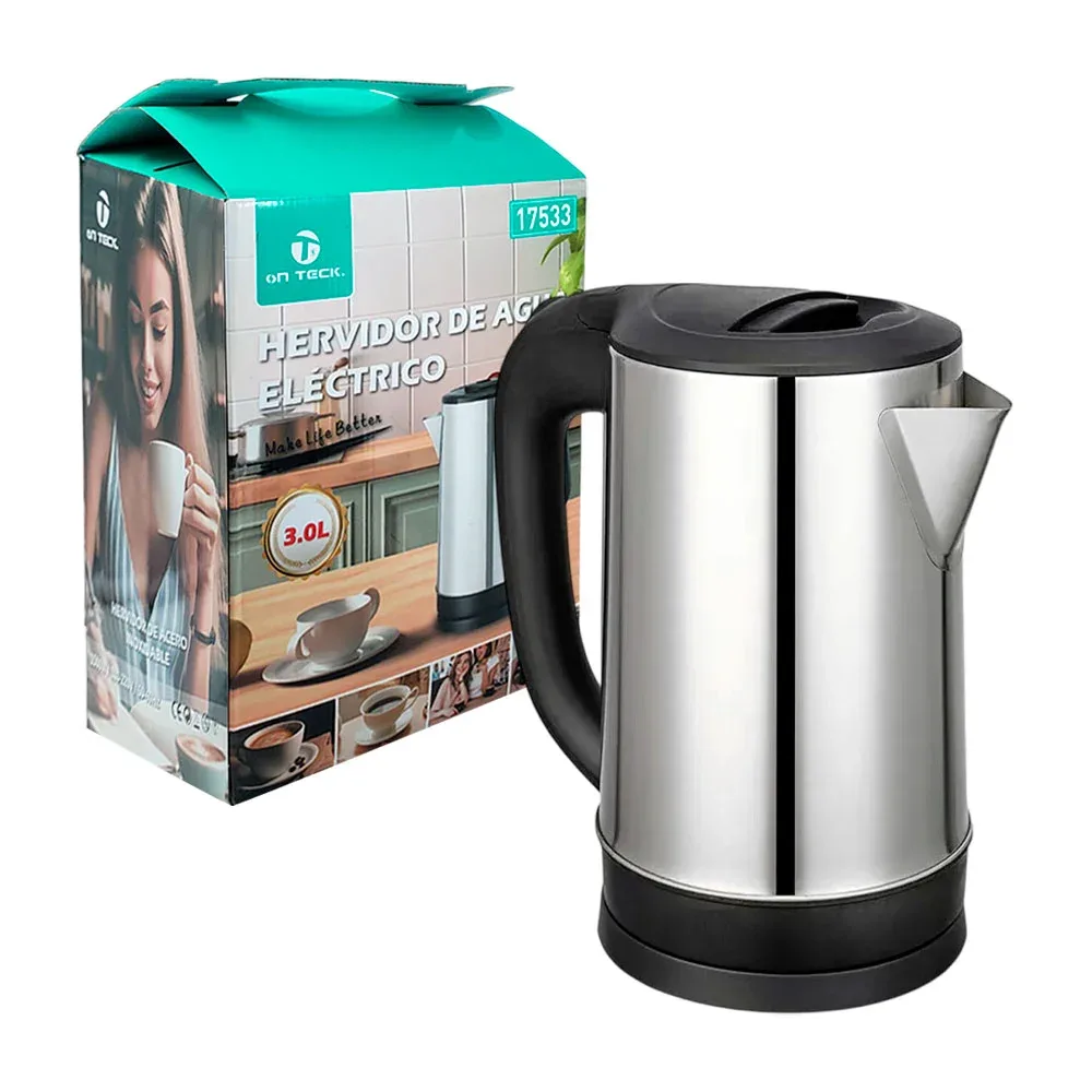 Hervidor de agua eléctrico de acero inoxidable on teck con capacidad de 3.0L